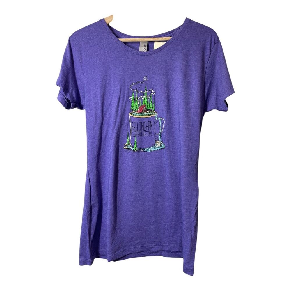 Bellingham Washington T-Shirt Womens Purple Large Coffee Mug Cabin PNW New Duck